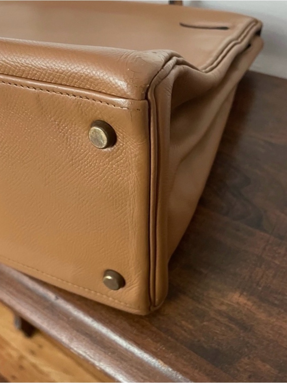 Vintage Hermès Kelly 35 in Gold Courchevel Leather Gold Plated Hardware - Picture 6 of 10